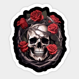 Skull And Roses Sticker